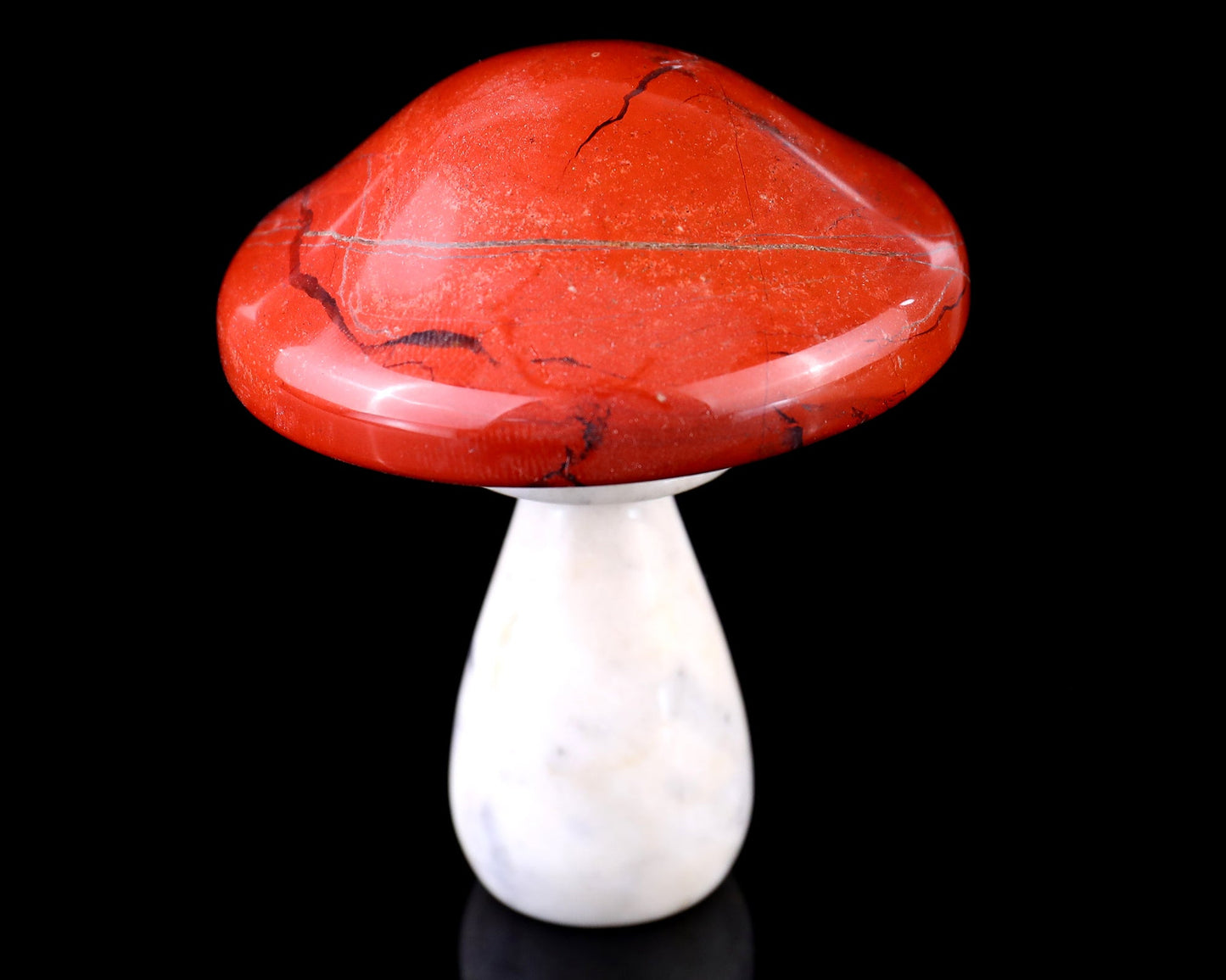 Nicedony 70mm Red Jasper Hand Carved Crystal Mushroom Sculpture - #3100116
