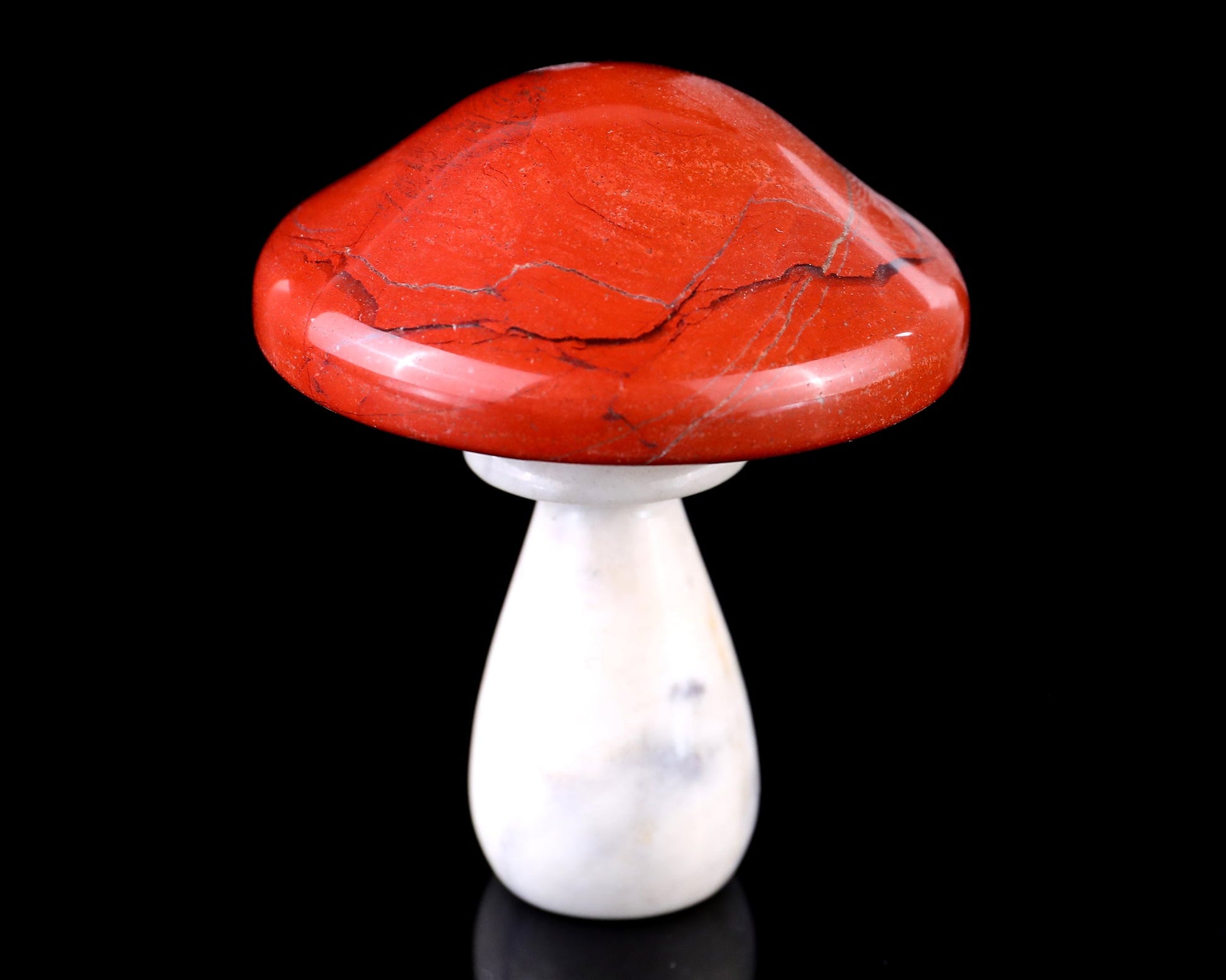 Nicedony 70mm Red Jasper Hand Carved Crystal Mushroom Sculpture - #3100120
