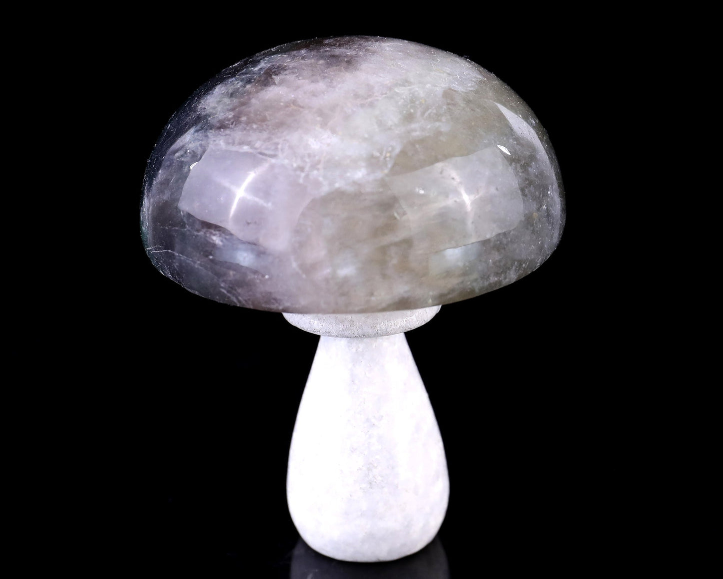 Nicedony 77mm Fluorite Hand Carved Crystal Mushroom Sculpture