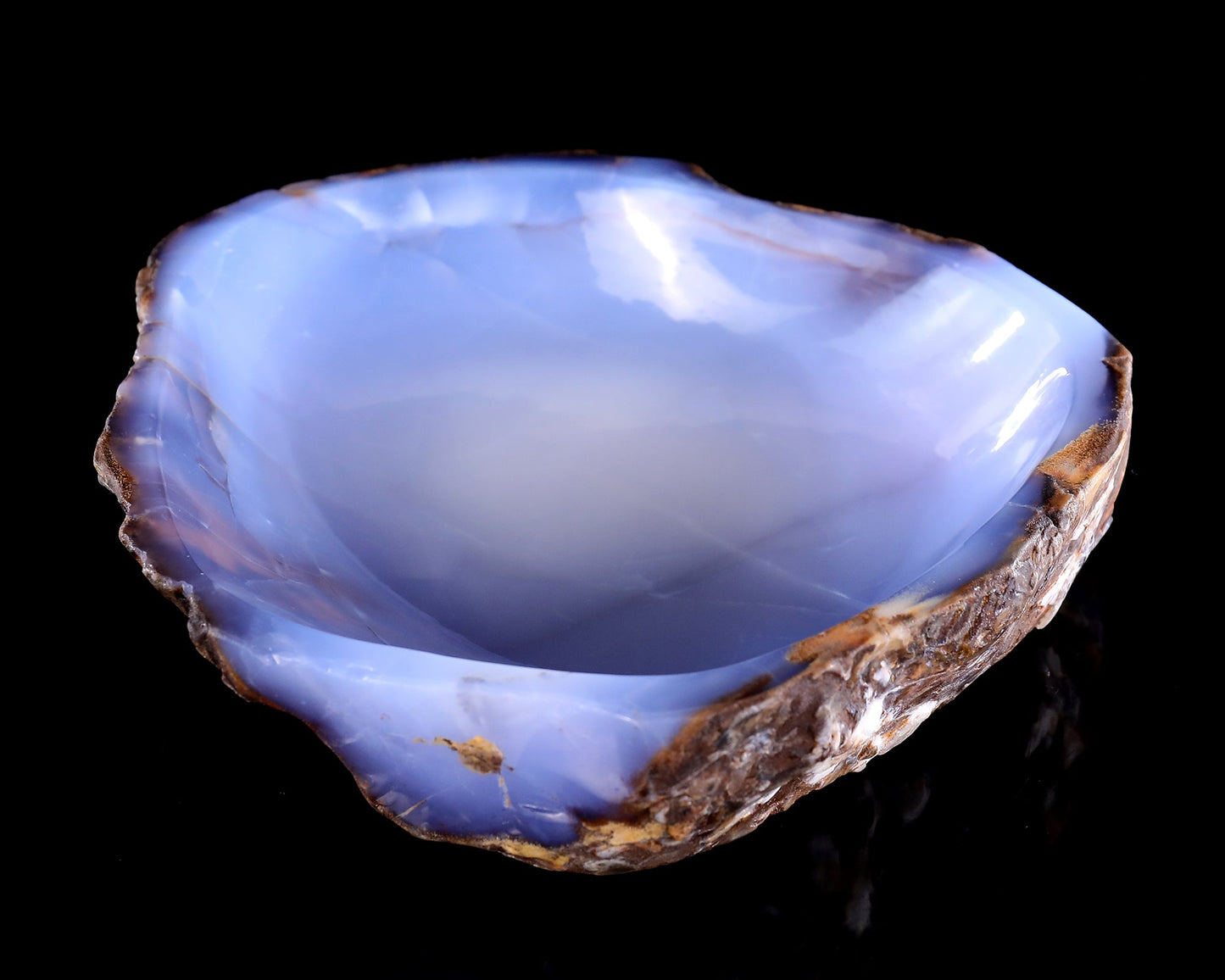 Nicedony 8.0" Blue Chalcedony Hand Carved Crystal Jewelry Tray Fruit Tray - View 2