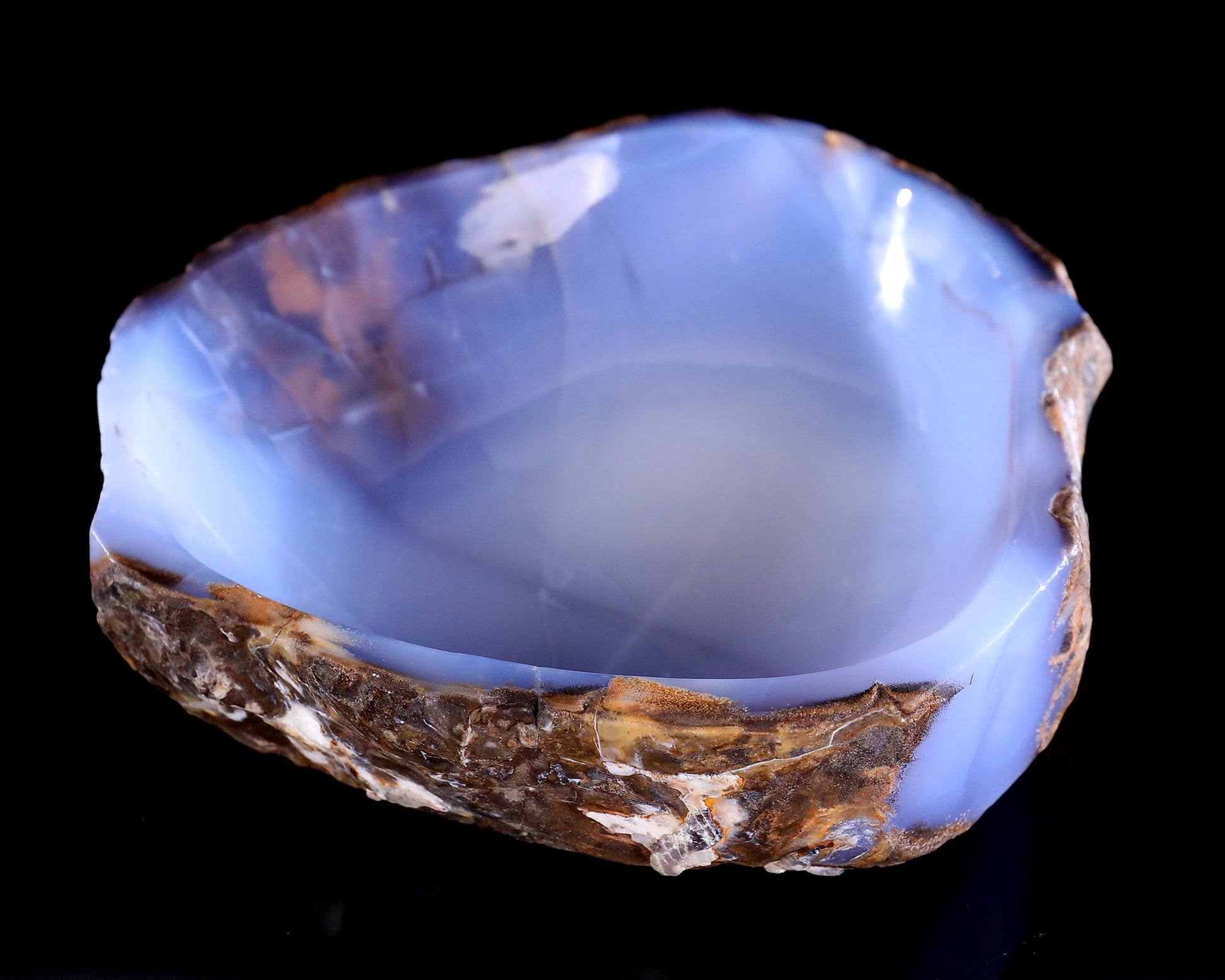 Nicedony 8.0" Blue Chalcedony Hand Carved Crystal Jewelry Tray Fruit Tray - View 3
