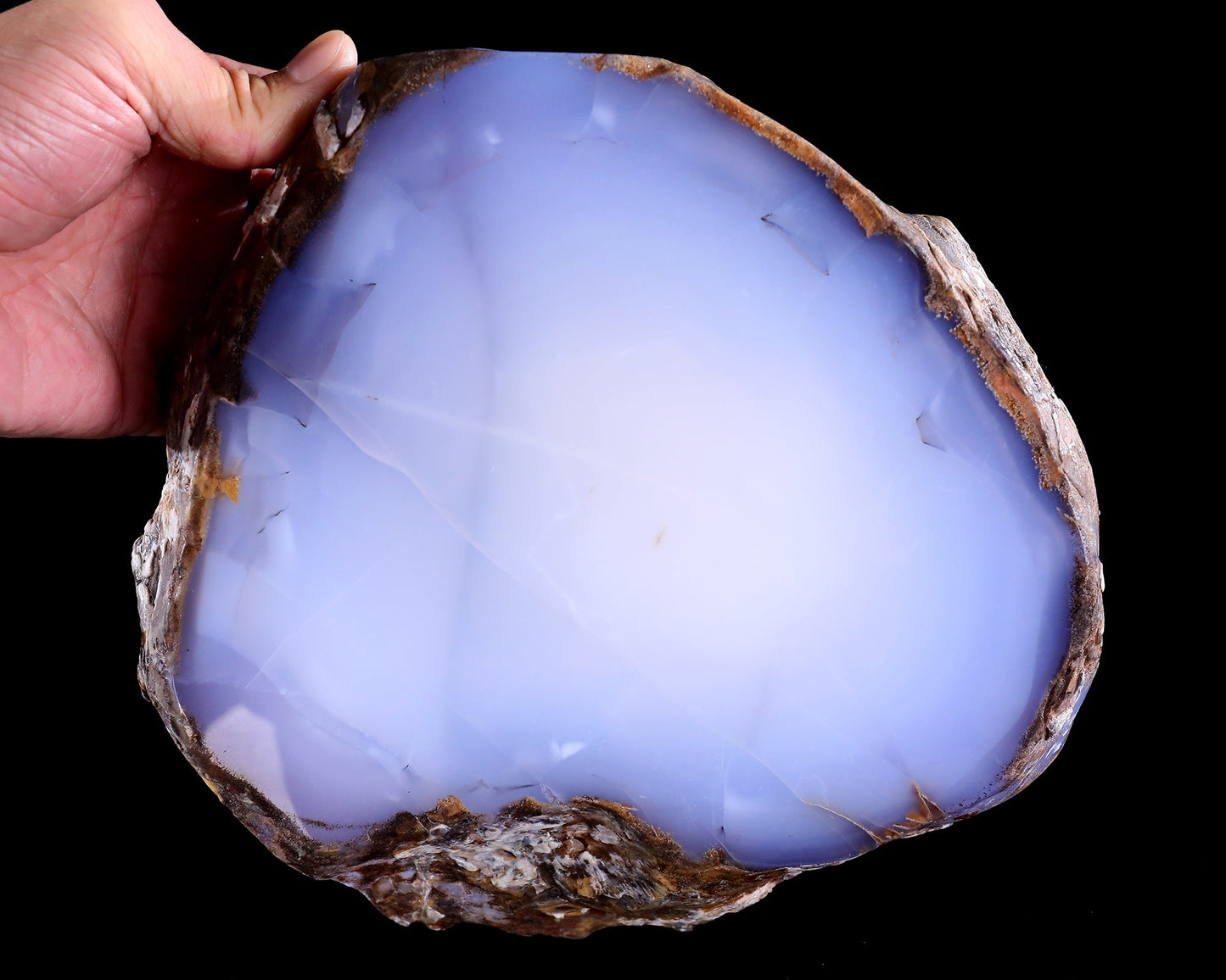 Nicedony 8.0" Blue Chalcedony Hand Carved Crystal Jewelry Tray Fruit Tray - View 6