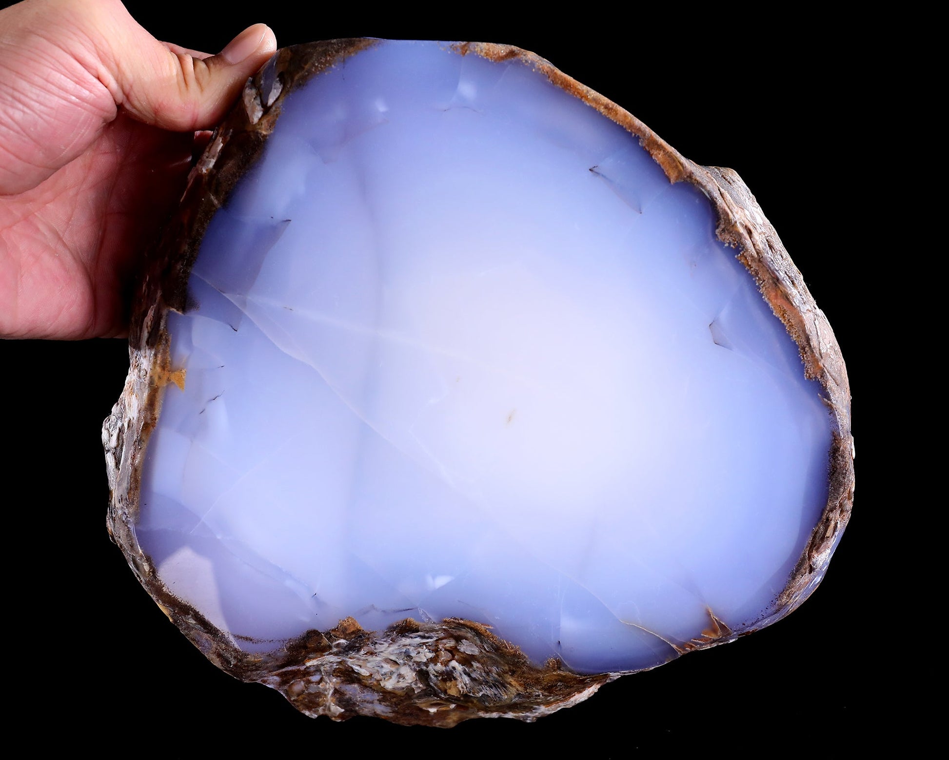 Nicedony 8.0" Blue Chalcedony Hand Carved Crystal Jewelry Tray Fruit Tray - View 6