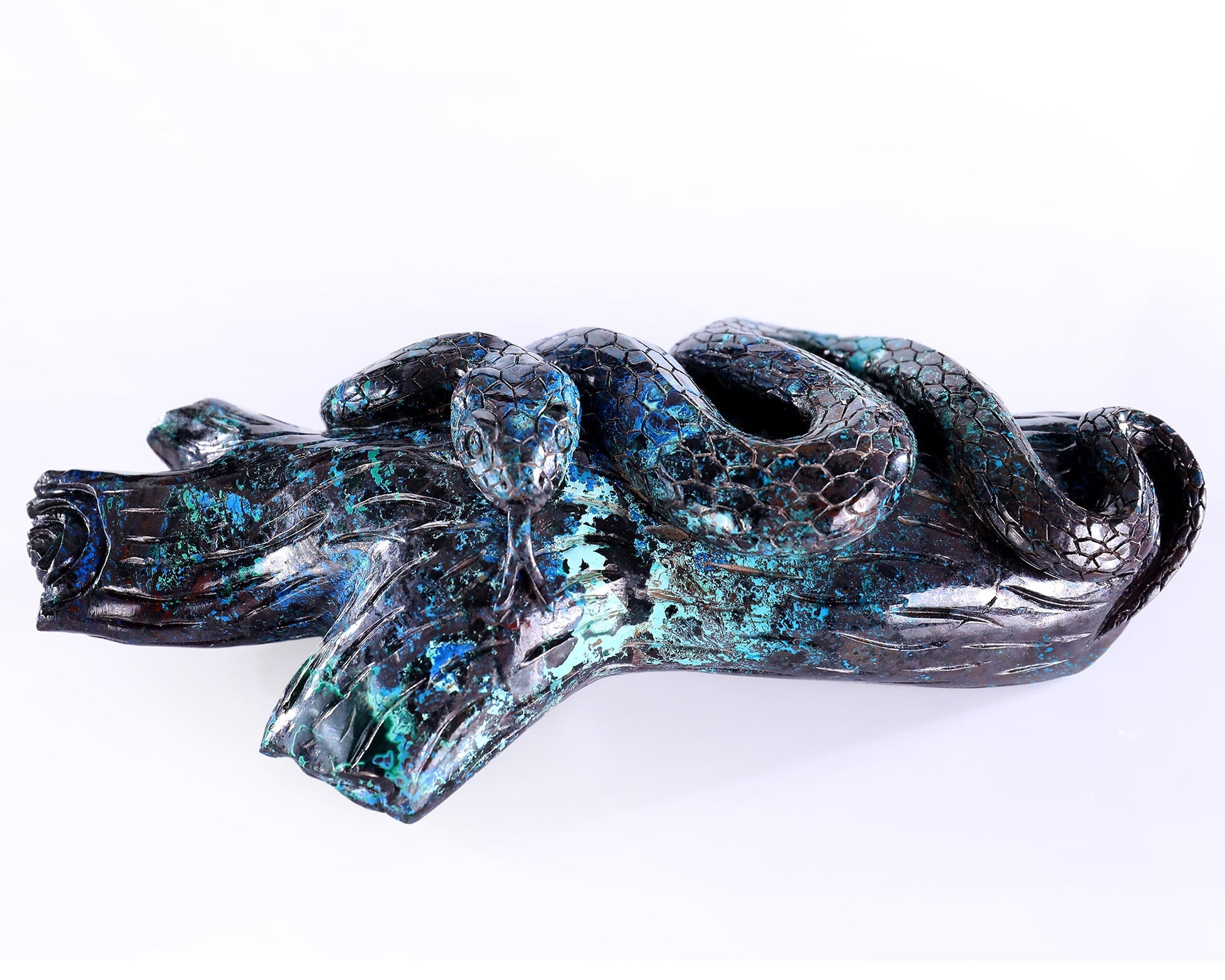 Nicedony 8.0" Phoenix Stone Hand Carved Crystal Snake Sculpture