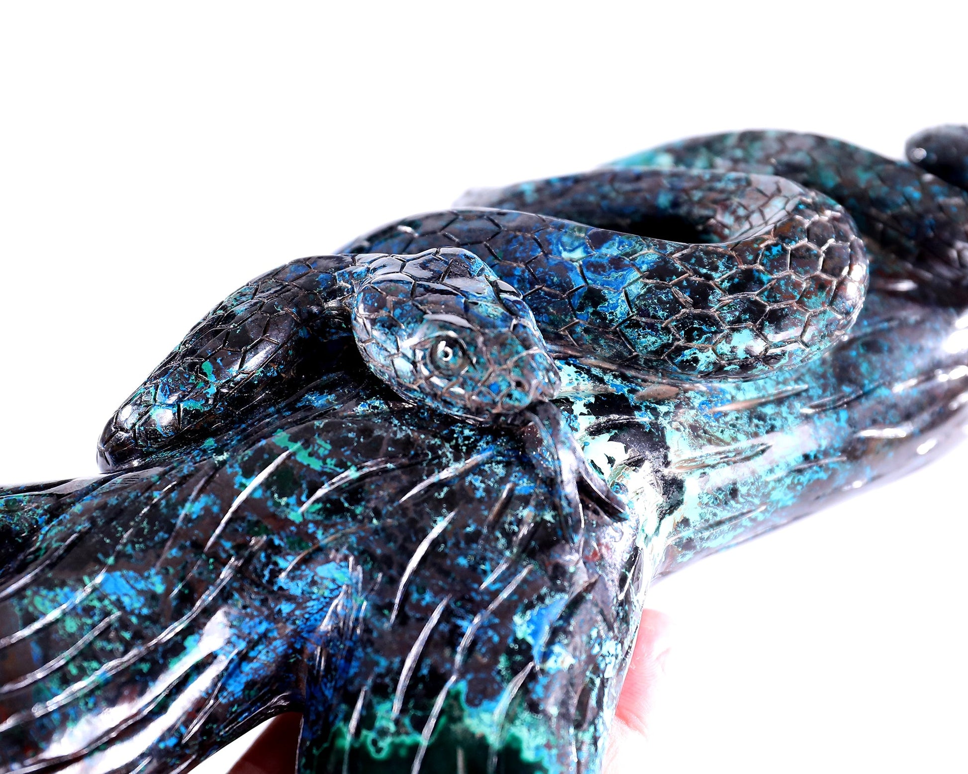 Nicedony 8.0" Phoenix Stone Hand Carved Crystal Snake Sculpture - View 9