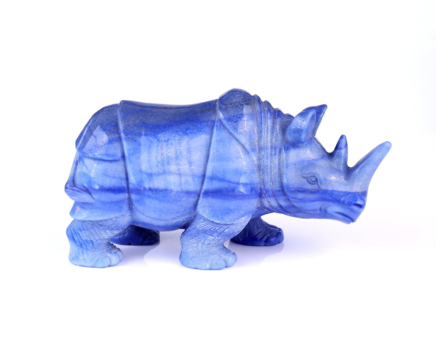 Nicedony 8.1" Blue Aventurine Hand Carved Rhinoceros Sculpture - View 3