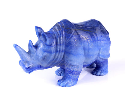 Nicedony 8.1" Blue Aventurine Hand Carved Rhinoceros Sculpture - View 7