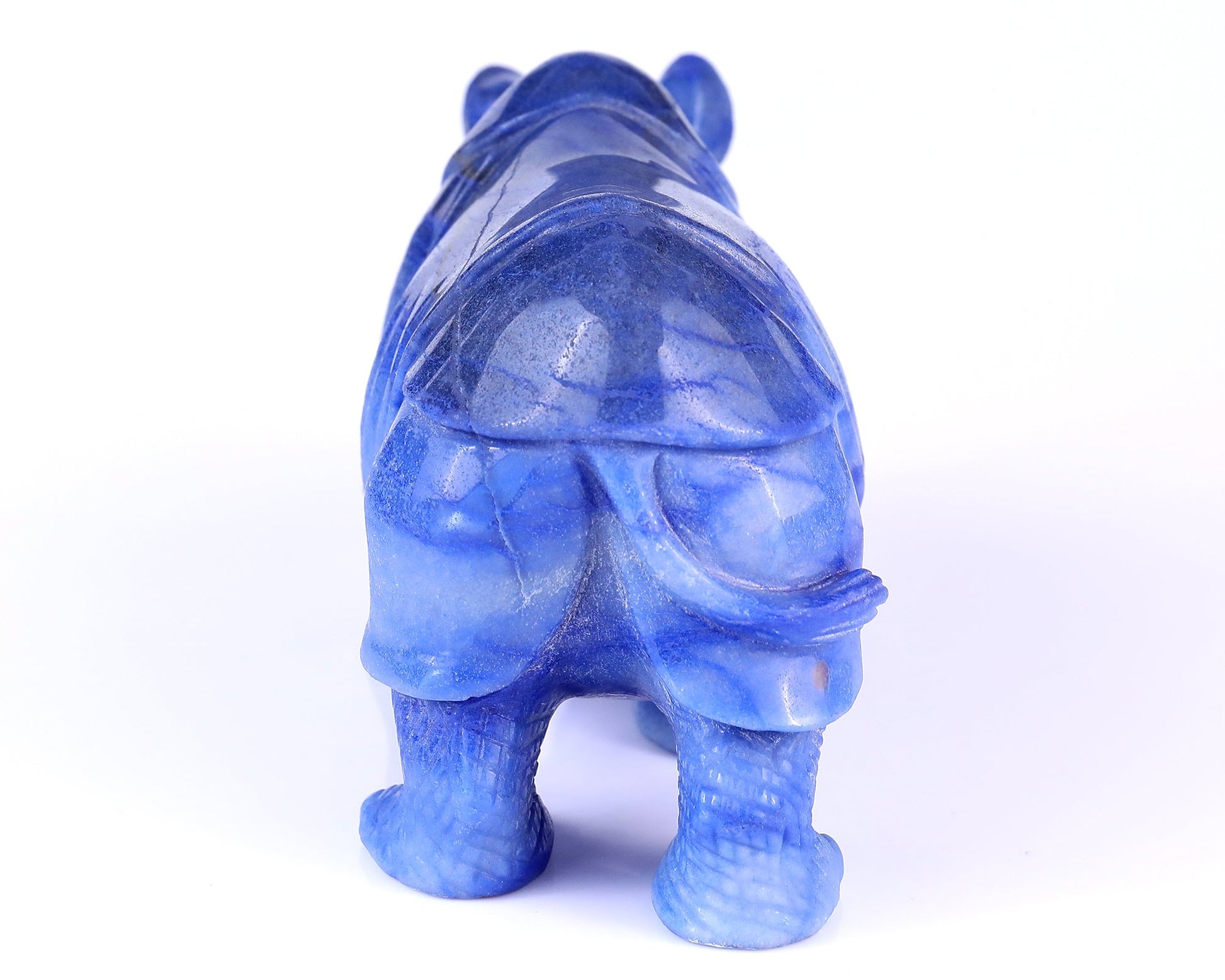 Nicedony 8.1" Blue Aventurine Hand Carved Rhinoceros Sculpture - View 5