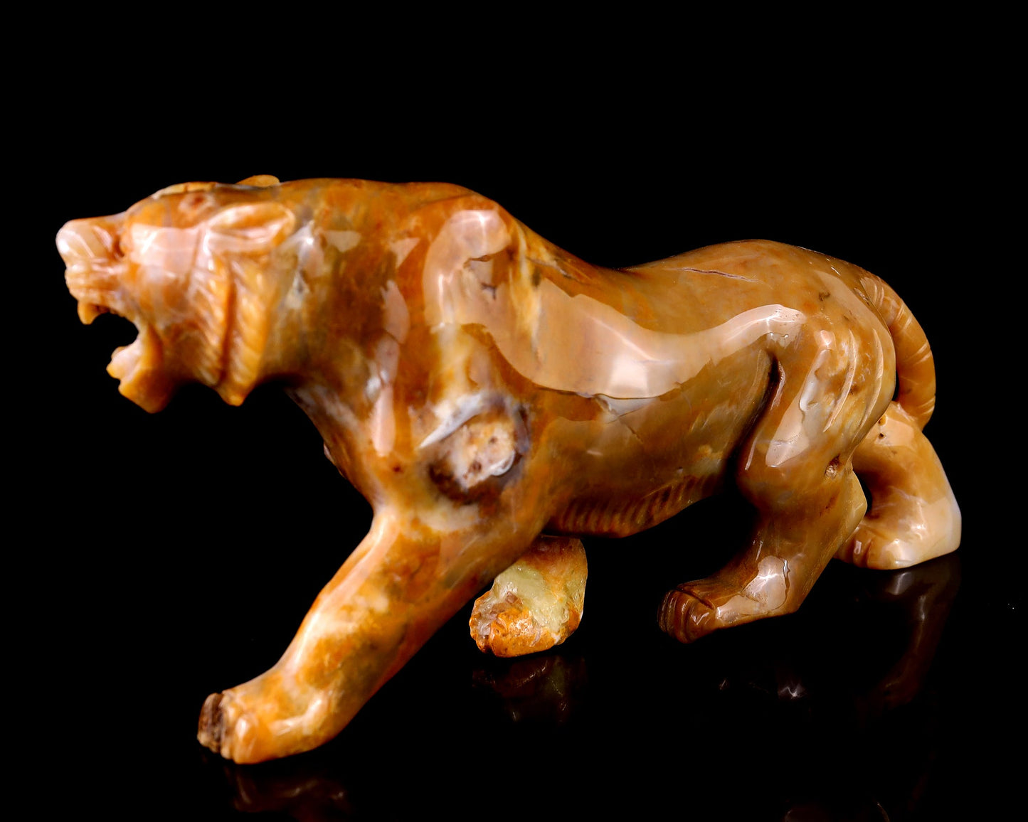 Nicedony 8.1" Chalcedony Hand Carved Crystal Tiger Sculpture - View 10