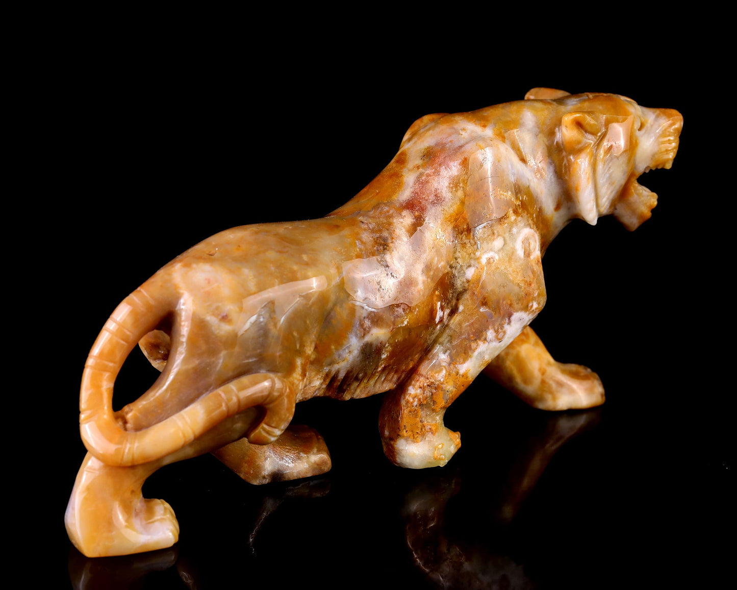 Nicedony 8.1" Chalcedony Hand Carved Crystal Tiger Sculpture - View 4
