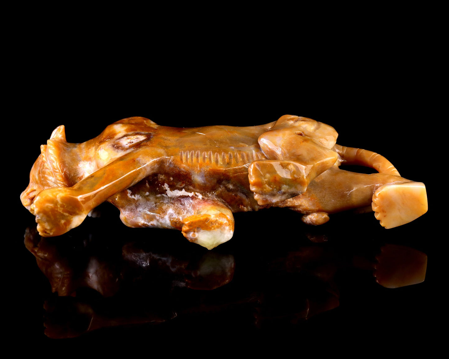 Nicedony 8.1" Chalcedony Hand Carved Crystal Tiger Sculpture - View 9