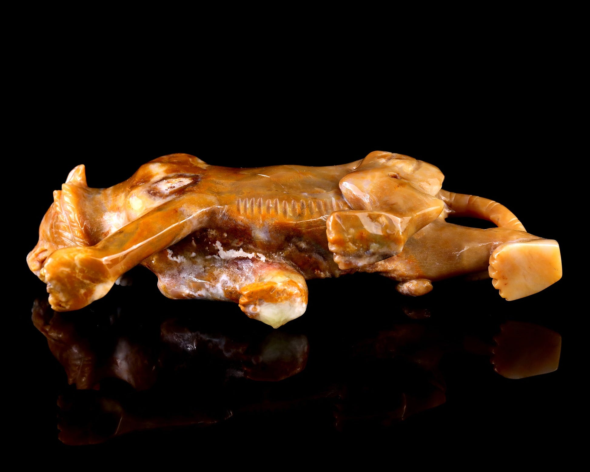 Nicedony 8.1" Chalcedony Hand Carved Crystal Tiger Sculpture - View 9