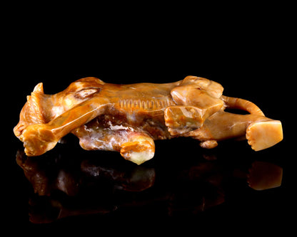 Nicedony 8.1" Chalcedony Hand Carved Crystal Tiger Sculpture - View 9