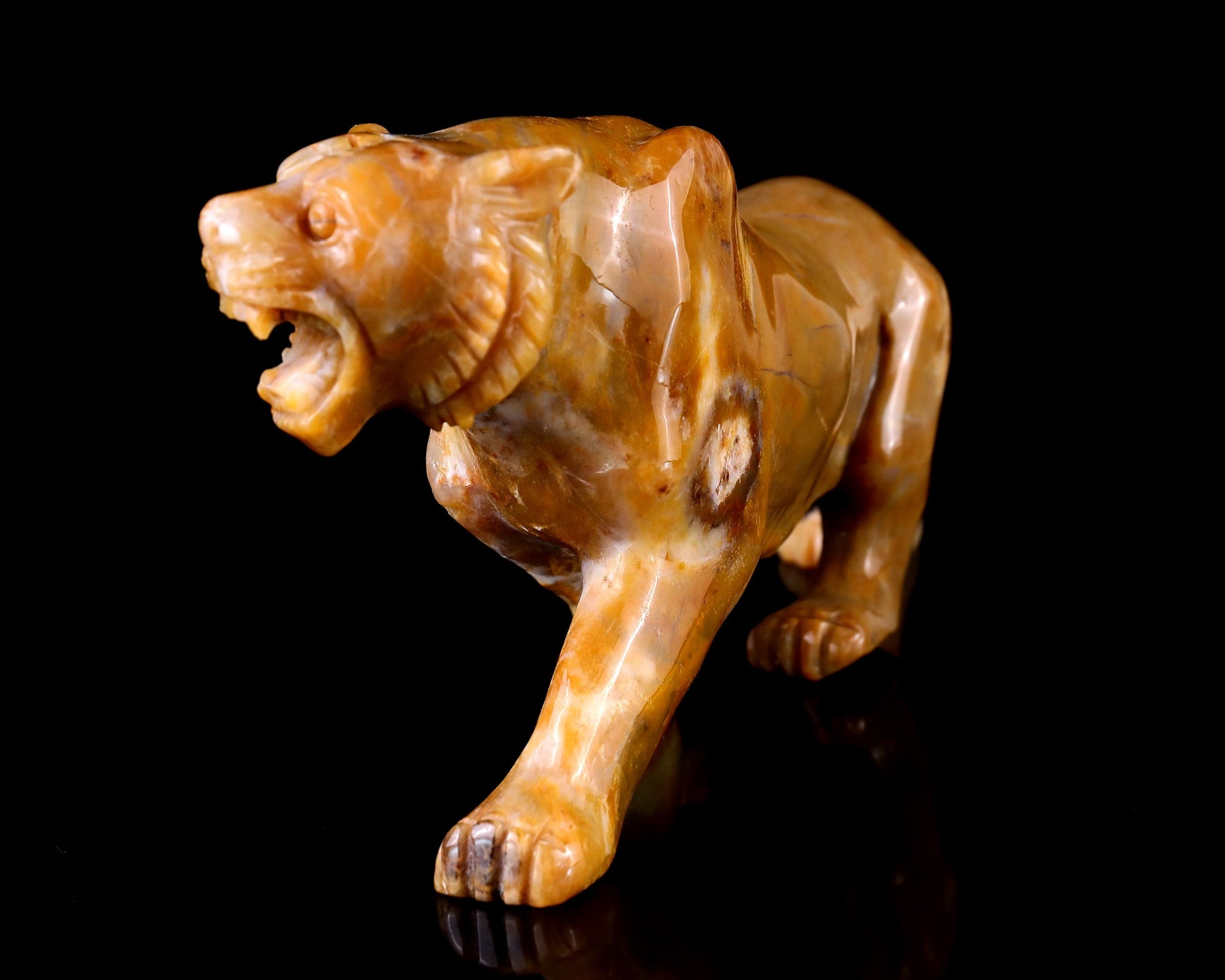 Nicedony 8.1" Chalcedony Hand Carved Crystal Tiger Sculpture - View 8