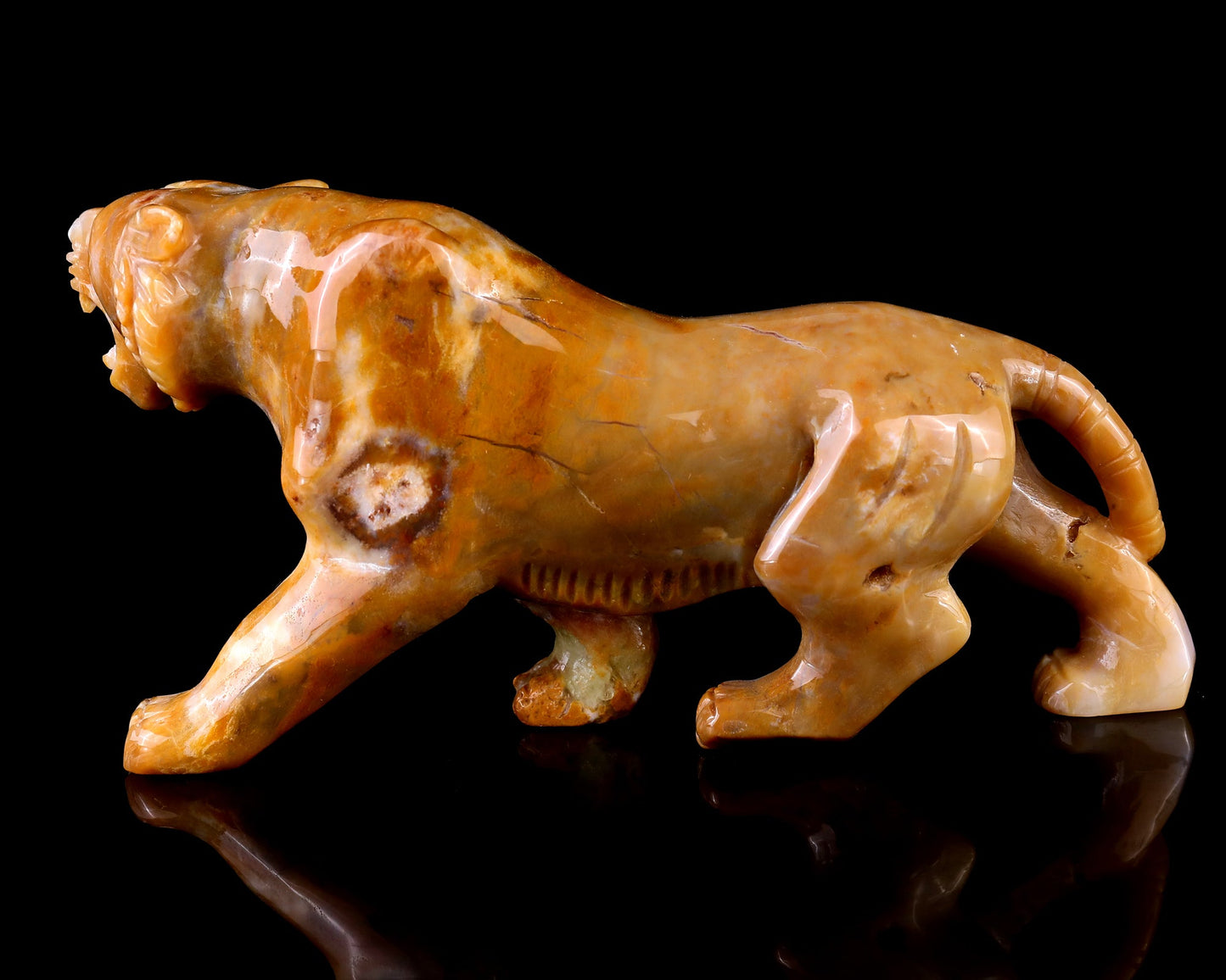Nicedony 8.1" Chalcedony Hand Carved Crystal Tiger Sculpture - View 7