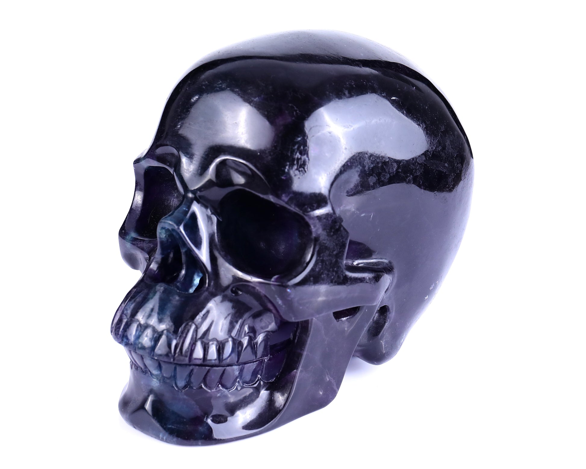 Nicedony 8.1" Fluorite Hand Carved Realistic Hollow Skull Sculpture - View 7