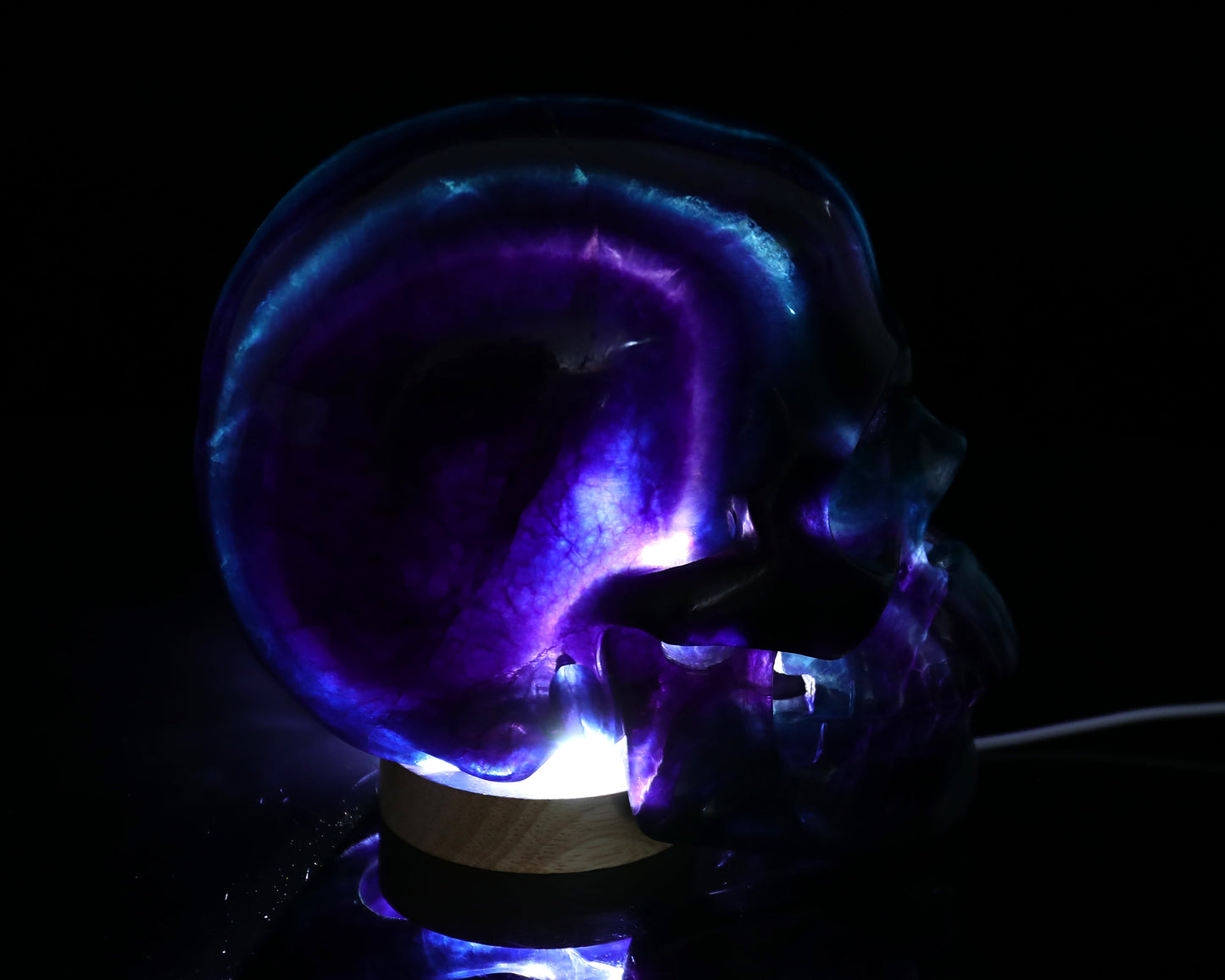 Nicedony 8.1" Fluorite Hand Carved Realistic Hollow Skull Sculpture - View 2