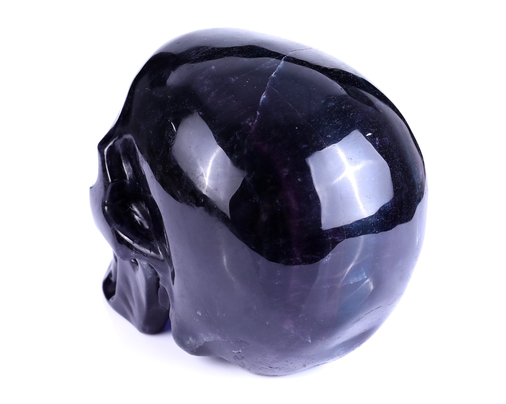 Nicedony 8.1" Fluorite Hand Carved Realistic Hollow Skull Sculpture - View 4