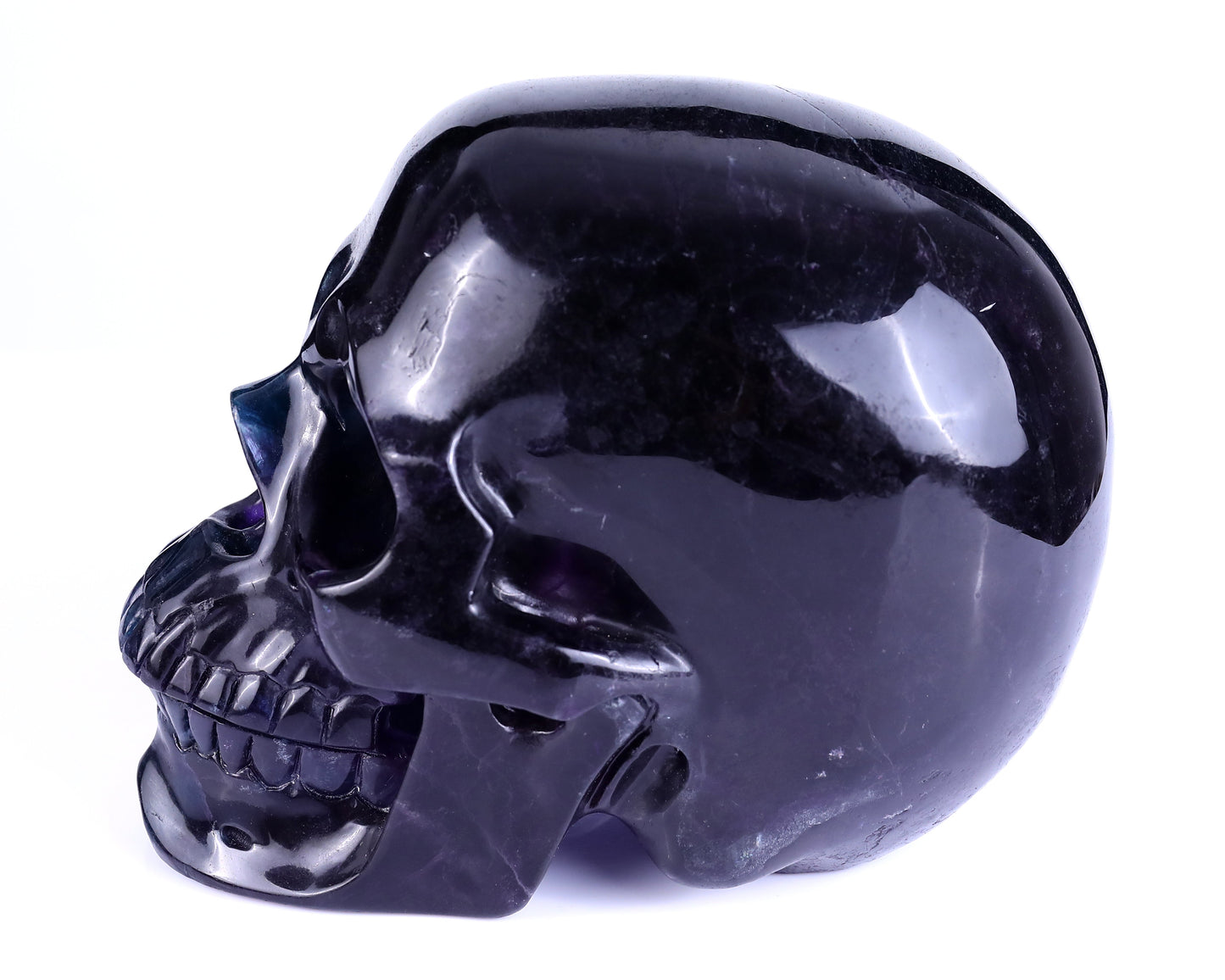 Nicedony 8.1" Fluorite Hand Carved Realistic Hollow Skull Sculpture - View 5