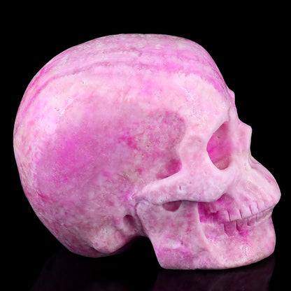 Nicedony 8.1" Pink Aragonite Hand Carved Realistic Skull Sculpture - View 3