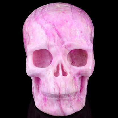 Nicedony 8.1" Pink Aragonite Hand Carved Realistic Skull Sculpture - View 2