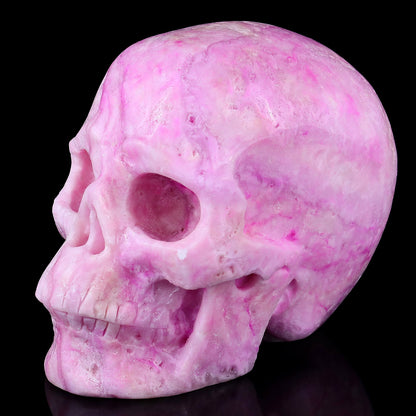 Nicedony 8.1" Pink Aragonite Hand Carved Realistic Skull Sculpture - View 7
