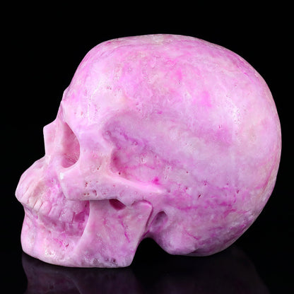 Nicedony 8.1" Pink Aragonite Hand Carved Realistic Skull Sculpture - View 4
