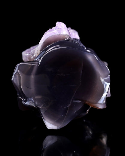 Nicedony 8.3" Amethyst Druse Agate Hand Carved Mineral Specimen Skull Sculpture - View 10