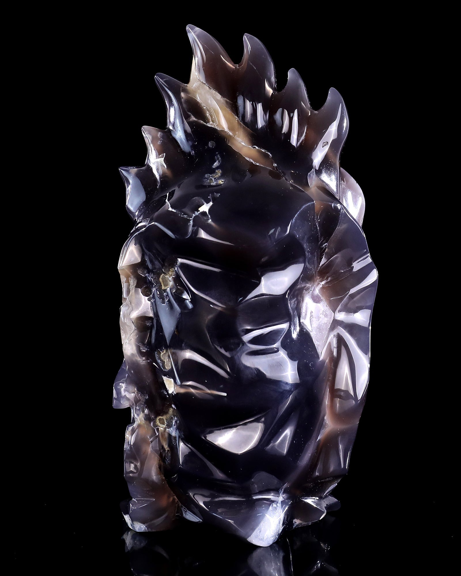 Nicedony 8.3" Amethyst Druse Agate Hand Carved Mineral Specimen Skull Sculpture - View 6