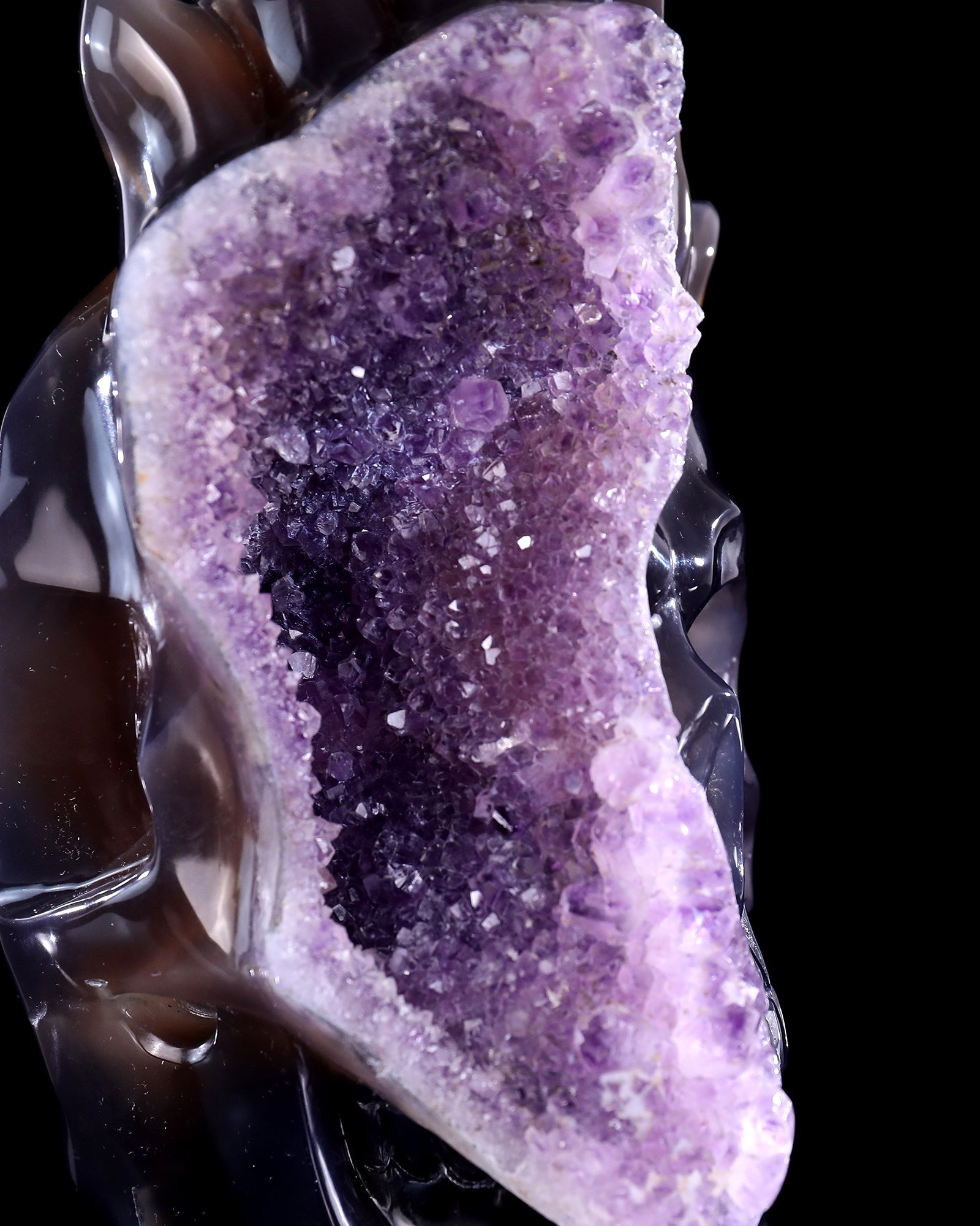 Nicedony 8.3" Amethyst Druse Agate Hand Carved Mineral Specimen Skull Sculpture - View 7