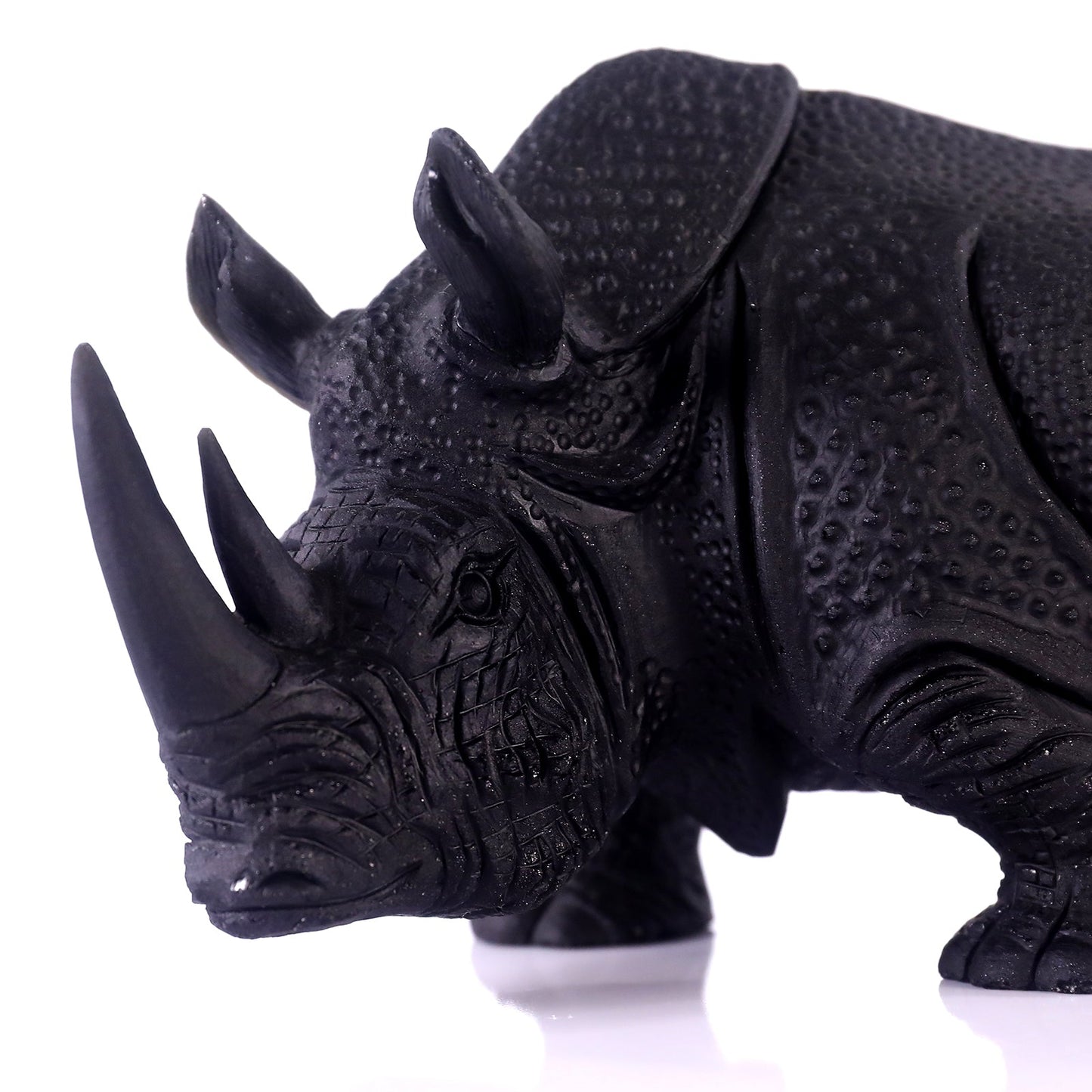 Nicedony 8.3" Black Obsidian Hand Carved Crystal Rhinoceros Sculpture - View 7