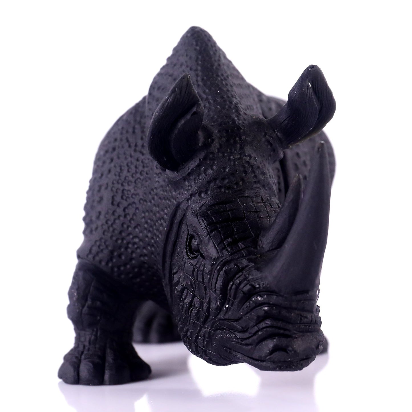 Nicedony 8.3" Black Obsidian Hand Carved Crystal Rhinoceros Sculpture - View 3