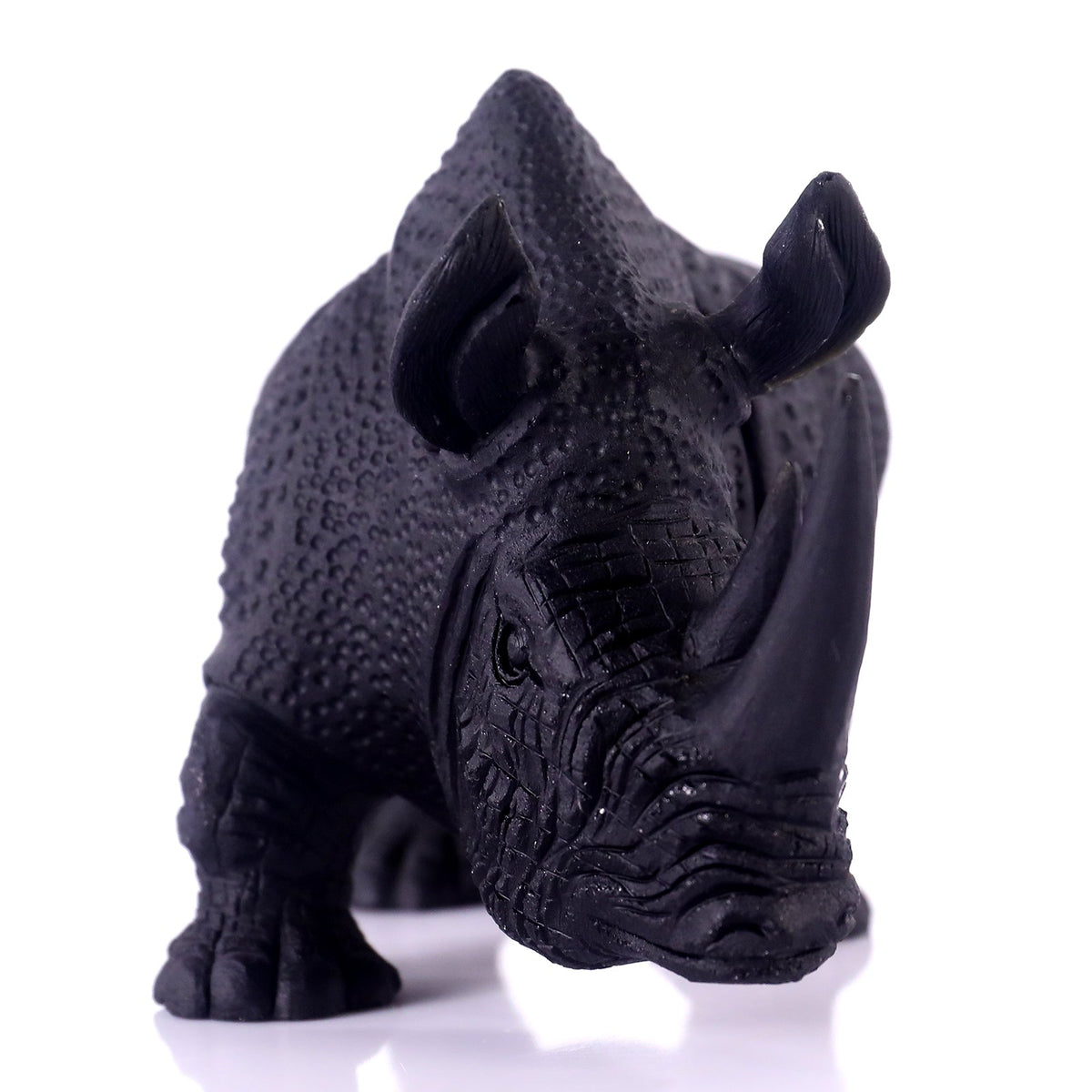 Nicedony 8.3" Black Obsidian Hand Carved Crystal Rhinoceros Sculpture (SKU: 2100007) - Photo 3