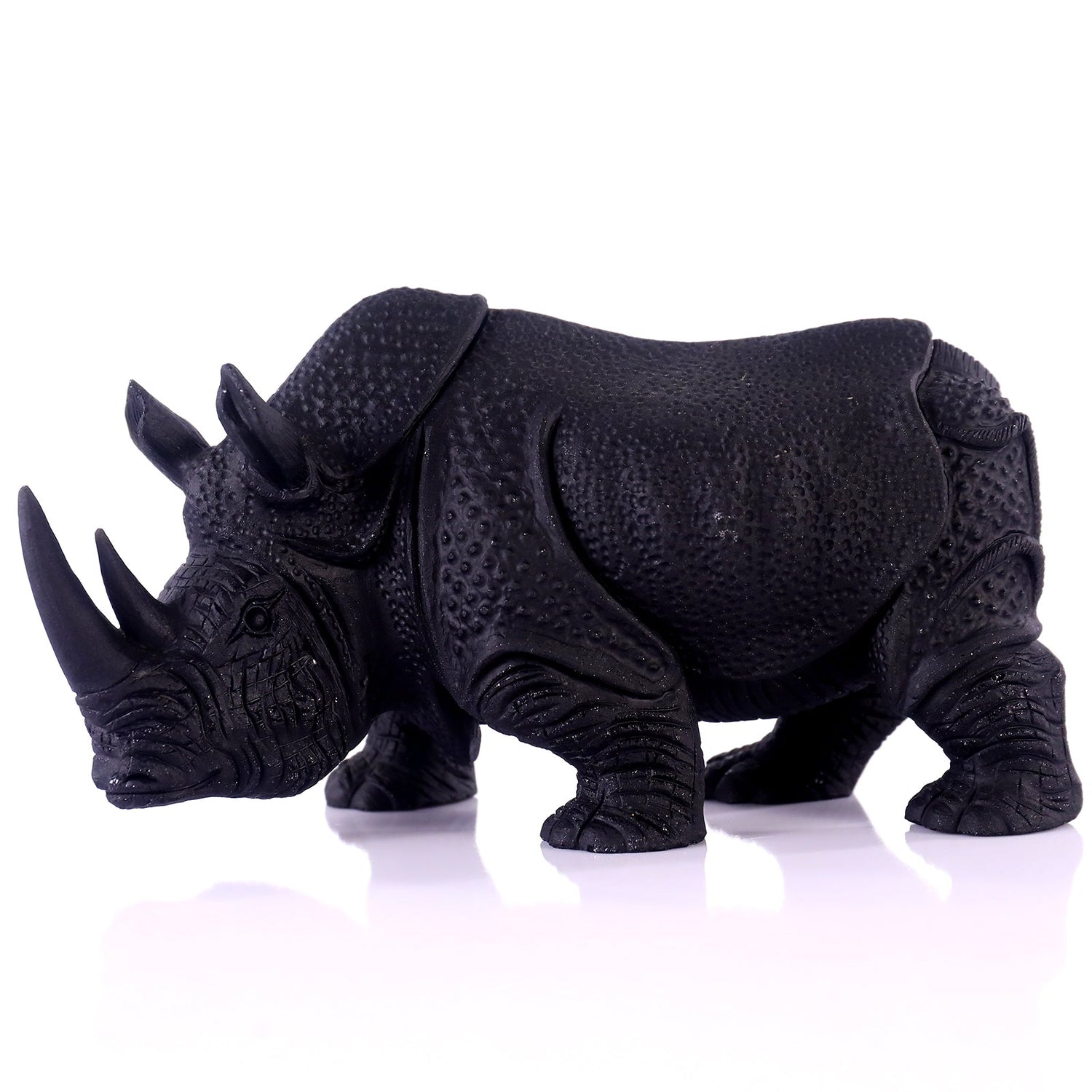 Nicedony 8.3" Black Obsidian Hand Carved Crystal Rhinoceros Sculpture (SKU: 2100007) - Photo 2