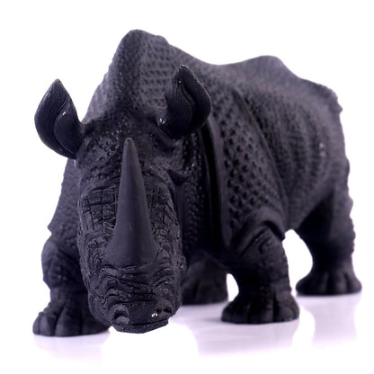 Nicedony 8.3" Black Obsidian Hand Carved Crystal Rhinoceros Sculpture - View 8