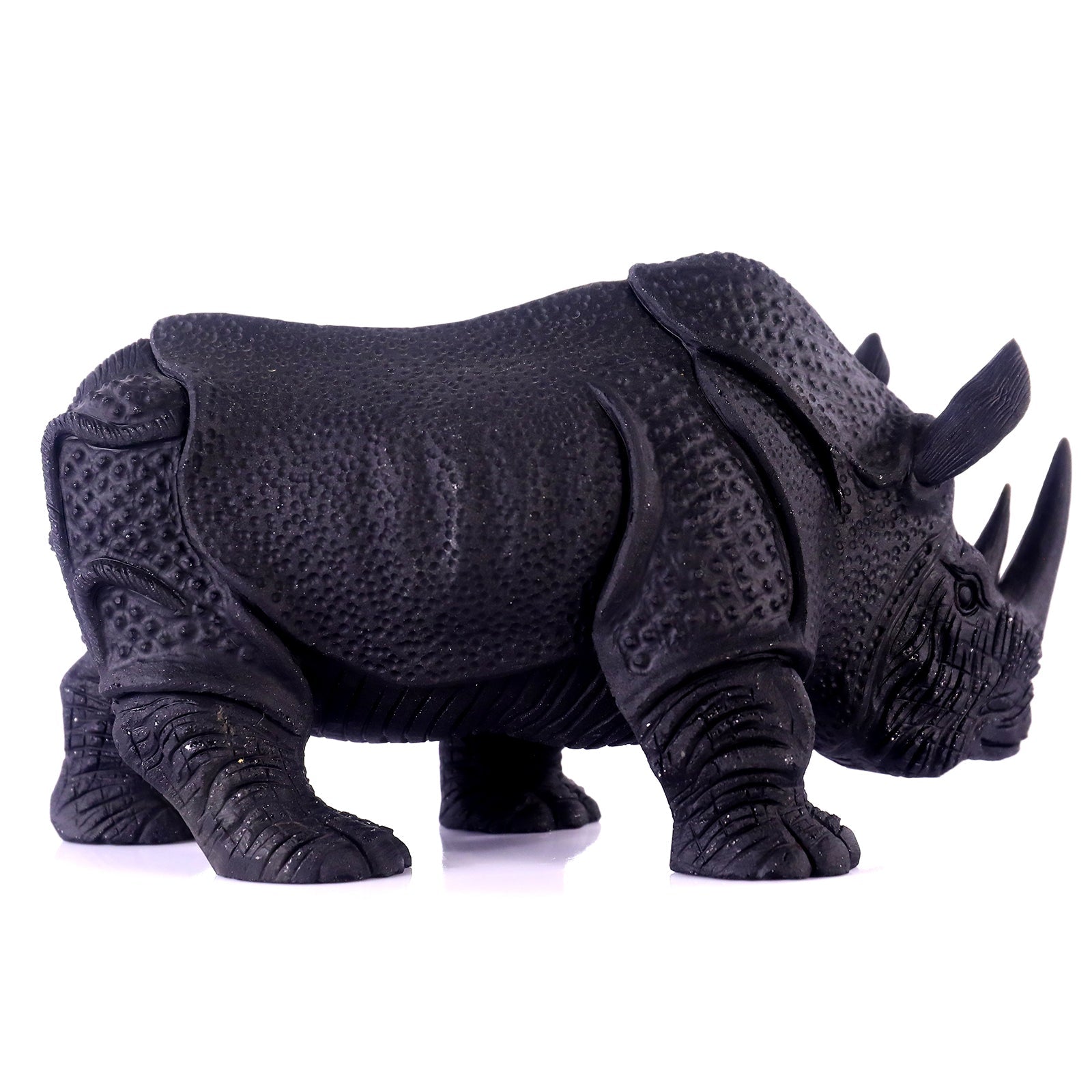 Nicedony 8.3" Black Obsidian Hand Carved Crystal Rhinoceros Sculpture - View 9