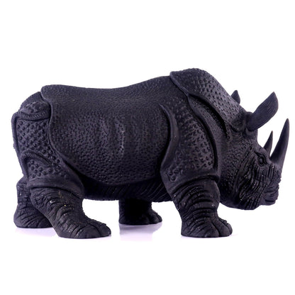 Nicedony 8.3" Black Obsidian Hand Carved Crystal Rhinoceros Sculpture - View 9