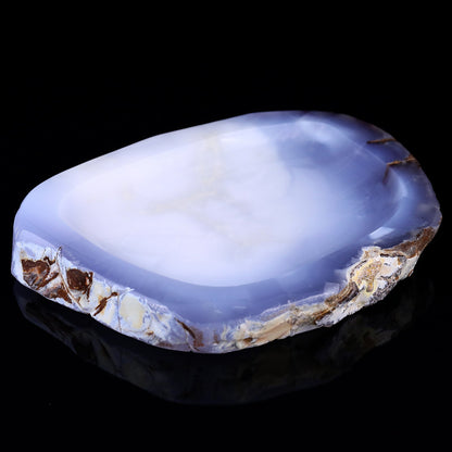 Nicedony 8.3" Blue Chalcedony Hand Carved Crystal Ashtray Fruit Tray - View 3