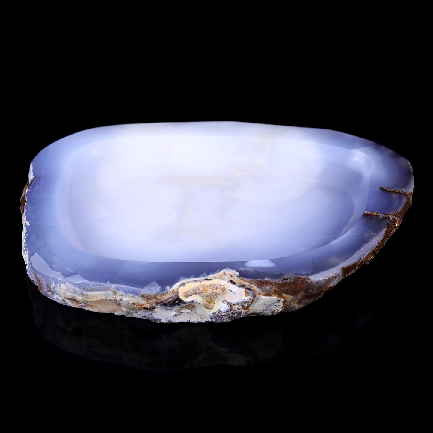 Nicedony 8.3" Blue Chalcedony Hand Carved Crystal Ashtray Fruit Tray - View 2