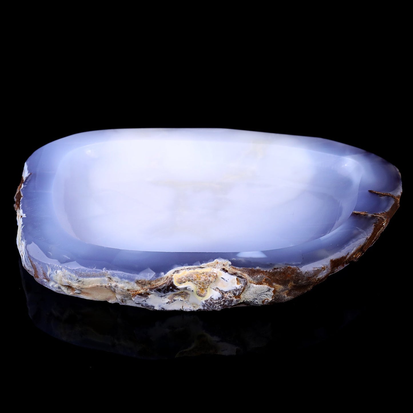 Nicedony 8.3" Blue Chalcedony Hand Carved Crystal Ashtray Fruit Tray - View 7