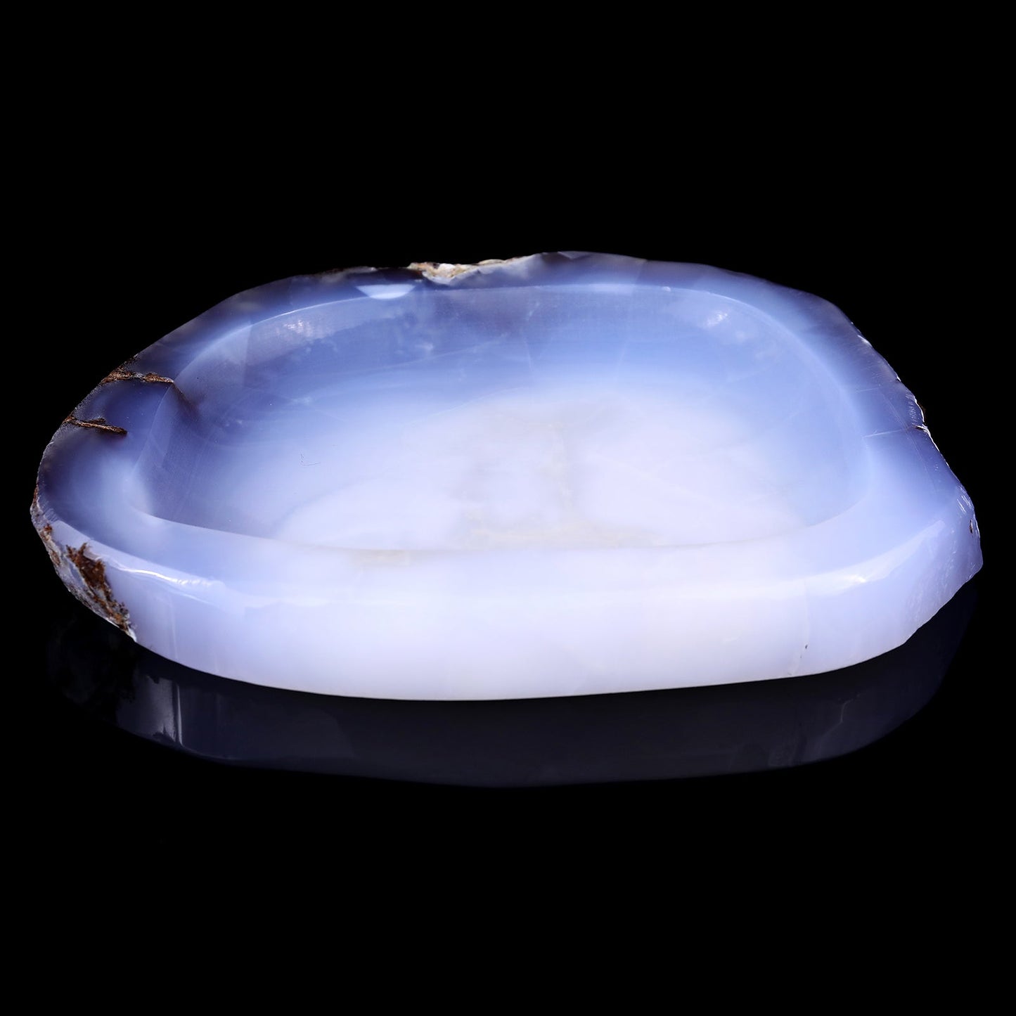Nicedony 8.3" Blue Chalcedony Hand Carved Crystal Ashtray Fruit Tray - View 4