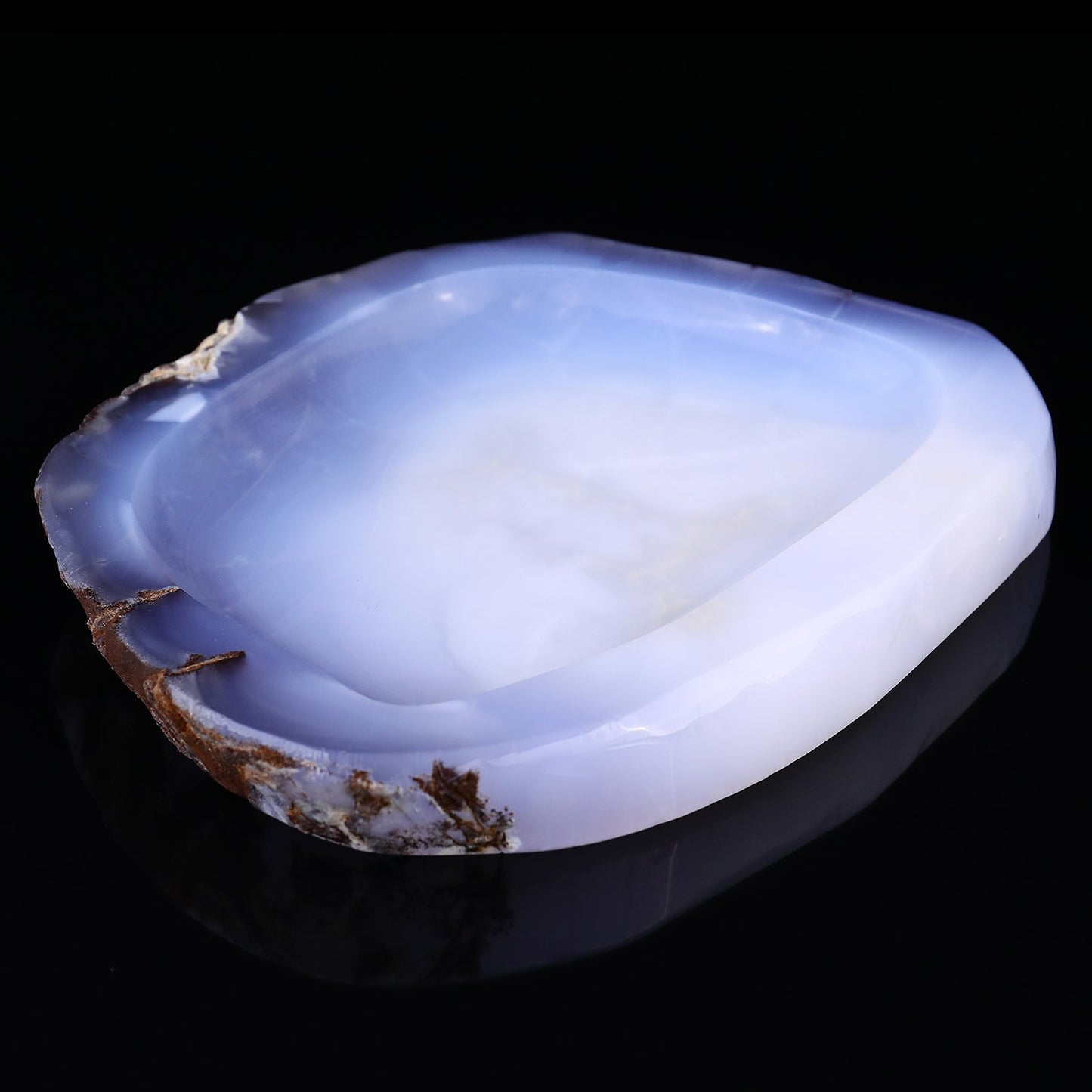 Nicedony 8.3" Blue Chalcedony Hand Carved Crystal Ashtray Fruit Tray - View 5