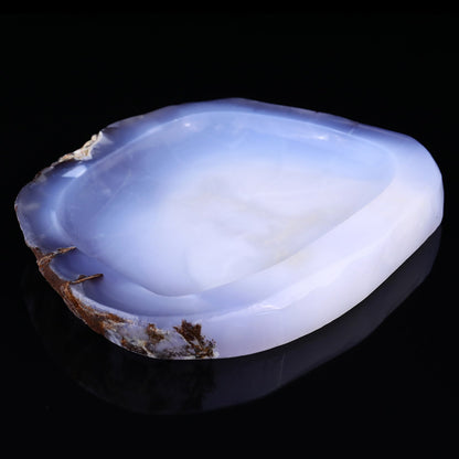Nicedony 8.3" Blue Chalcedony Hand Carved Crystal Ashtray Fruit Tray - View 5