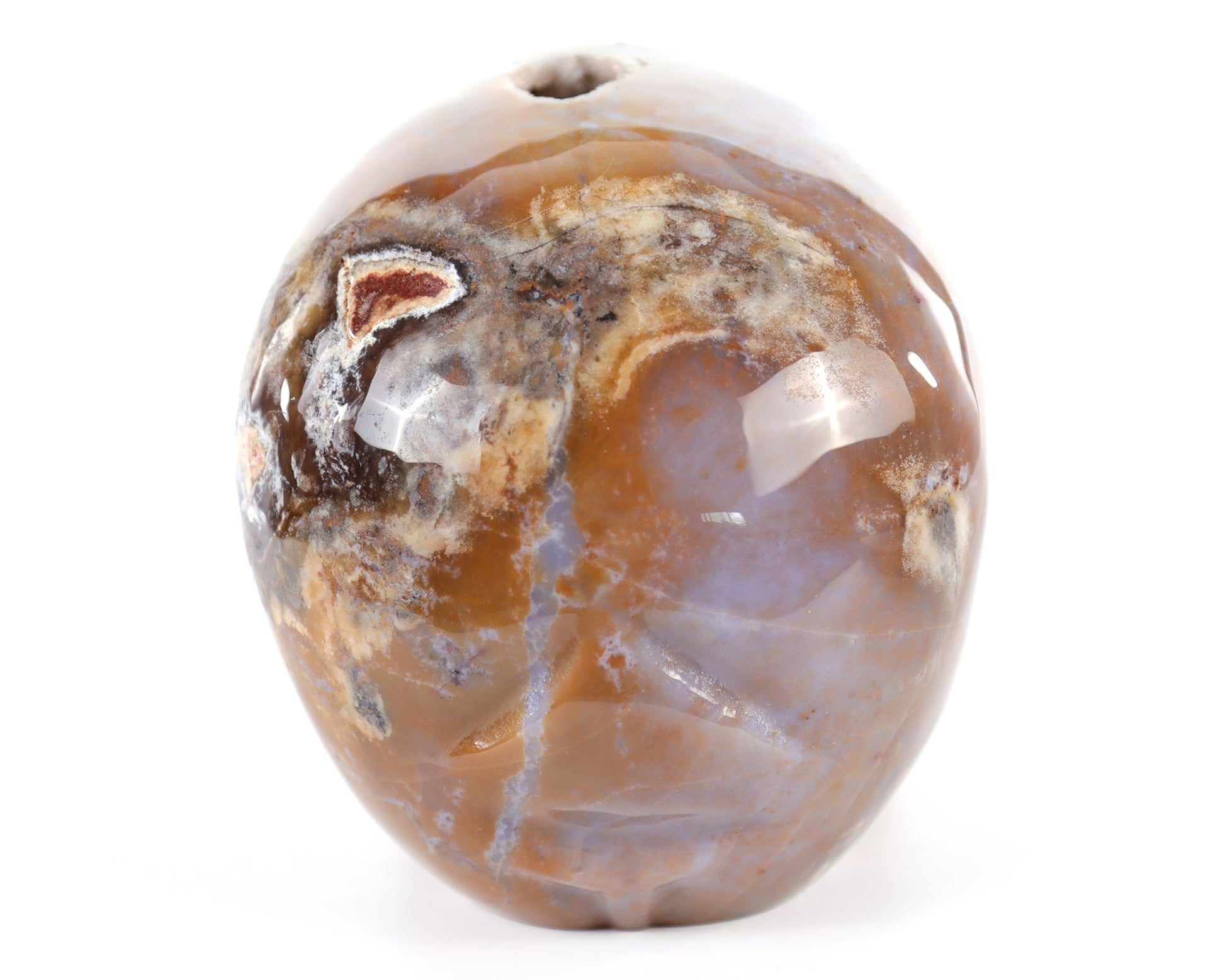 Nicedony 8.3" Chalcedony Hand Carved Crystal Geode Skull Sculpture - View 5