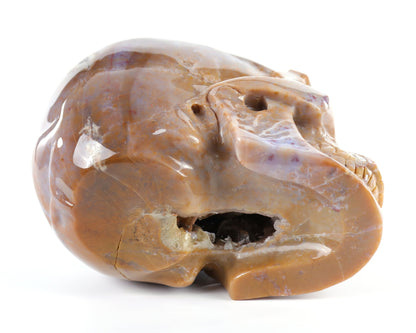 Nicedony 8.3" Chalcedony Hand Carved Crystal Geode Skull Sculpture - View 6