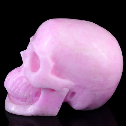 Nicedony 8.3" Pink Aragonite Hand Carved Realistic Skull Sculpture - View 4