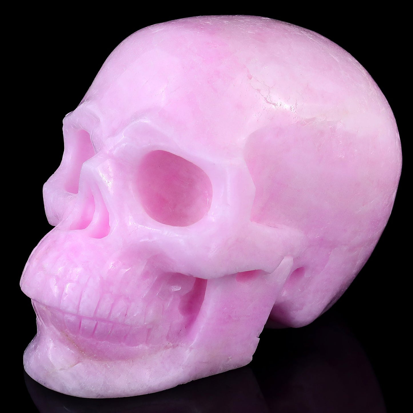 Nicedony 8.3" Pink Aragonite Hand Carved Realistic Skull Sculpture - View 7