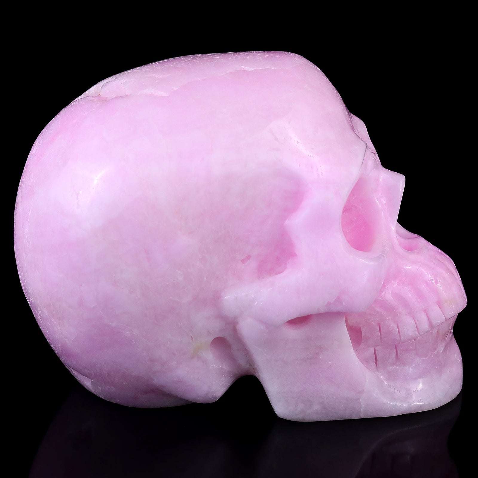 Nicedony 8.3" Pink Aragonite Hand Carved Realistic Skull Sculpture - View 3