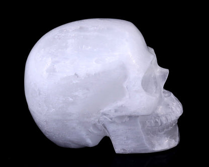 Nicedony 8.3" Selenite Hand Carved Crystal Realistic Skull Sculpture - View 3