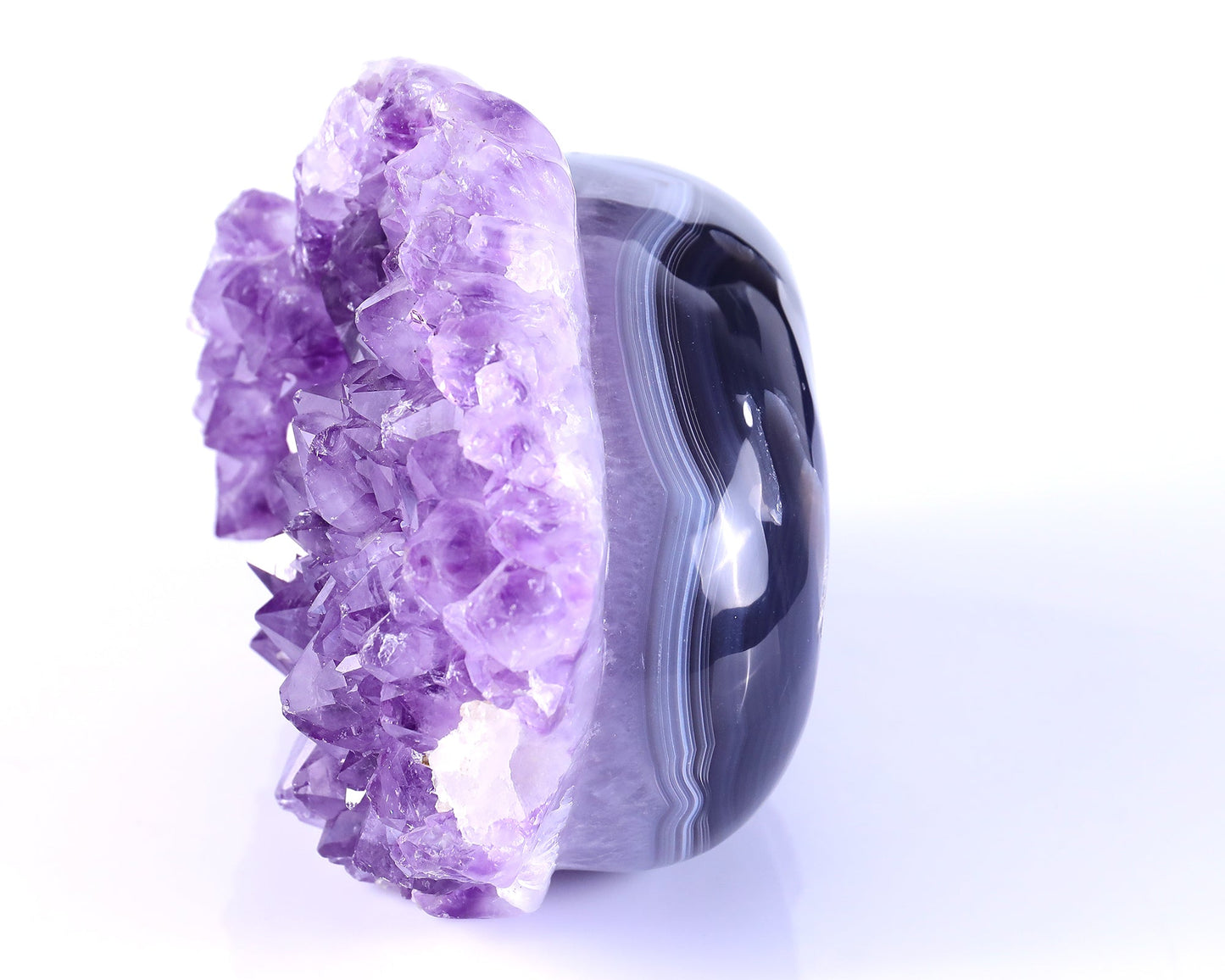 Nicedony 8.4" Amethyst Druse Agate Hand Carved Mineral Specimen Skull Sculpture - View 6